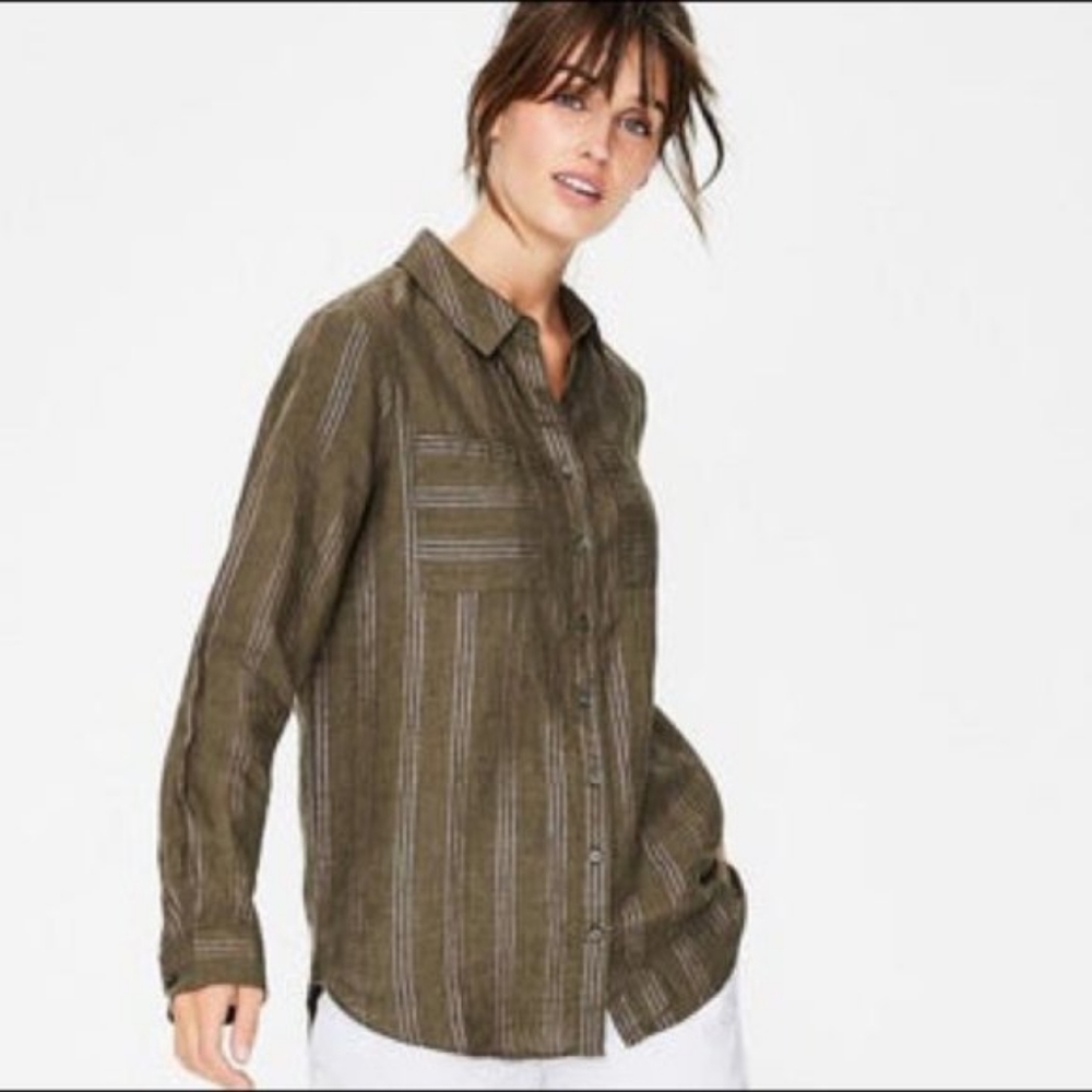 Olive Green Striped Women's Top
